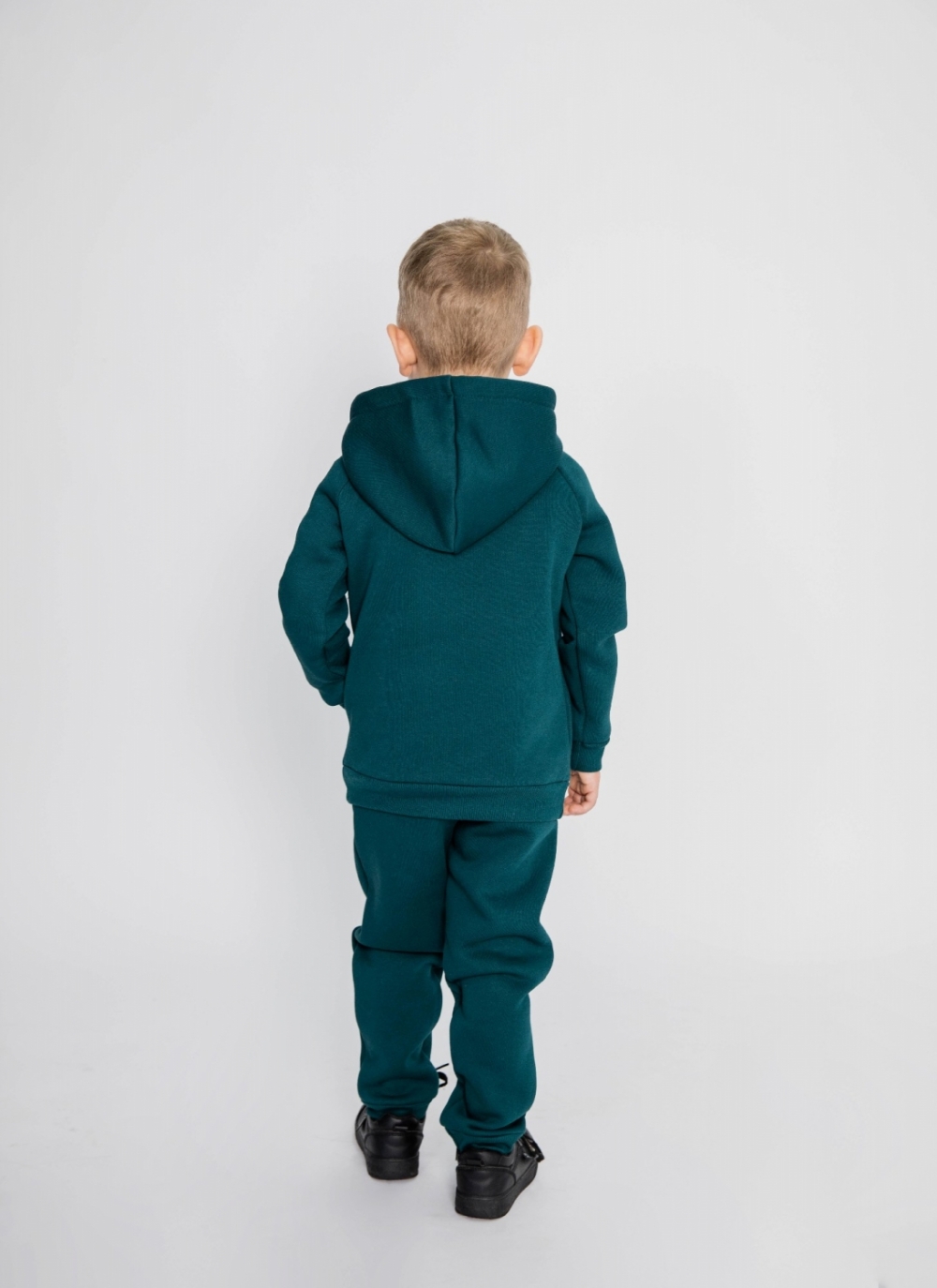 296-И. Свитшот с капюшоном + Штаны, хлопок 65%, 35% ПЭ, 3-х нитка (начес) изумрудный 122,128,134,140