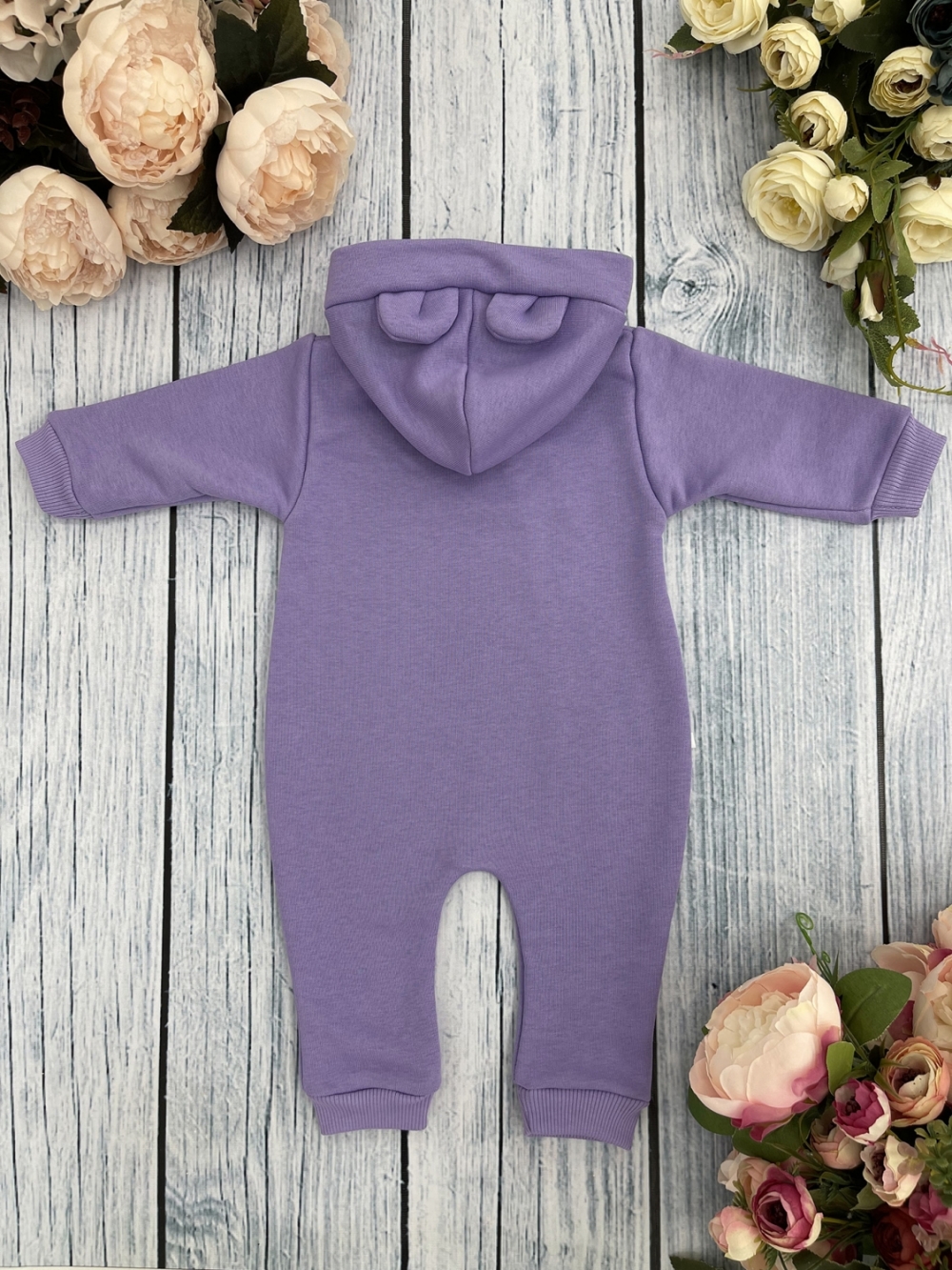 315-Л. Комбинезон с капюшоном, хлопок 65%, 35% ПЭ, 3-х нитка без начеса + интерлок 62,68,74,80