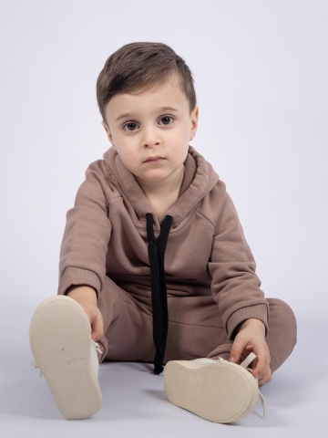 311-Ш. Свитшот с капюшоном + Штаны, хлопок 65%, 35% ПЭ, 3-х нитка ( без начеса) шоколад 98,104,110,116