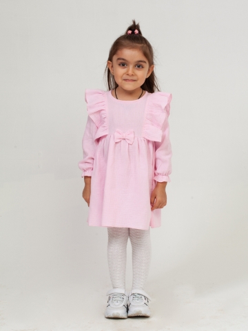 Купить 321-Р. Платье из муслина детское, хлопок 100% розовый, р. 98,104,110,116 в Новокузнецке
